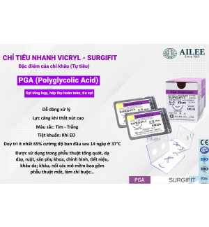 Chỉ phẫu thuật tự tiêu Surgifit (PGA) Hãng AILEE Korea